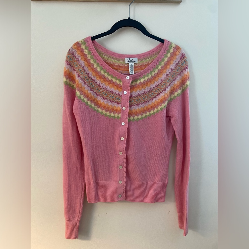 VINTAGE Lilly Pulitzer Pink Cardigan Button Up - Size Small